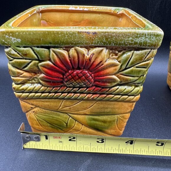 Robinson Ransbottom Pottery Company Vintage "Celestial Sun Moon" Unique Set Of 2 - Picture 6 of 11